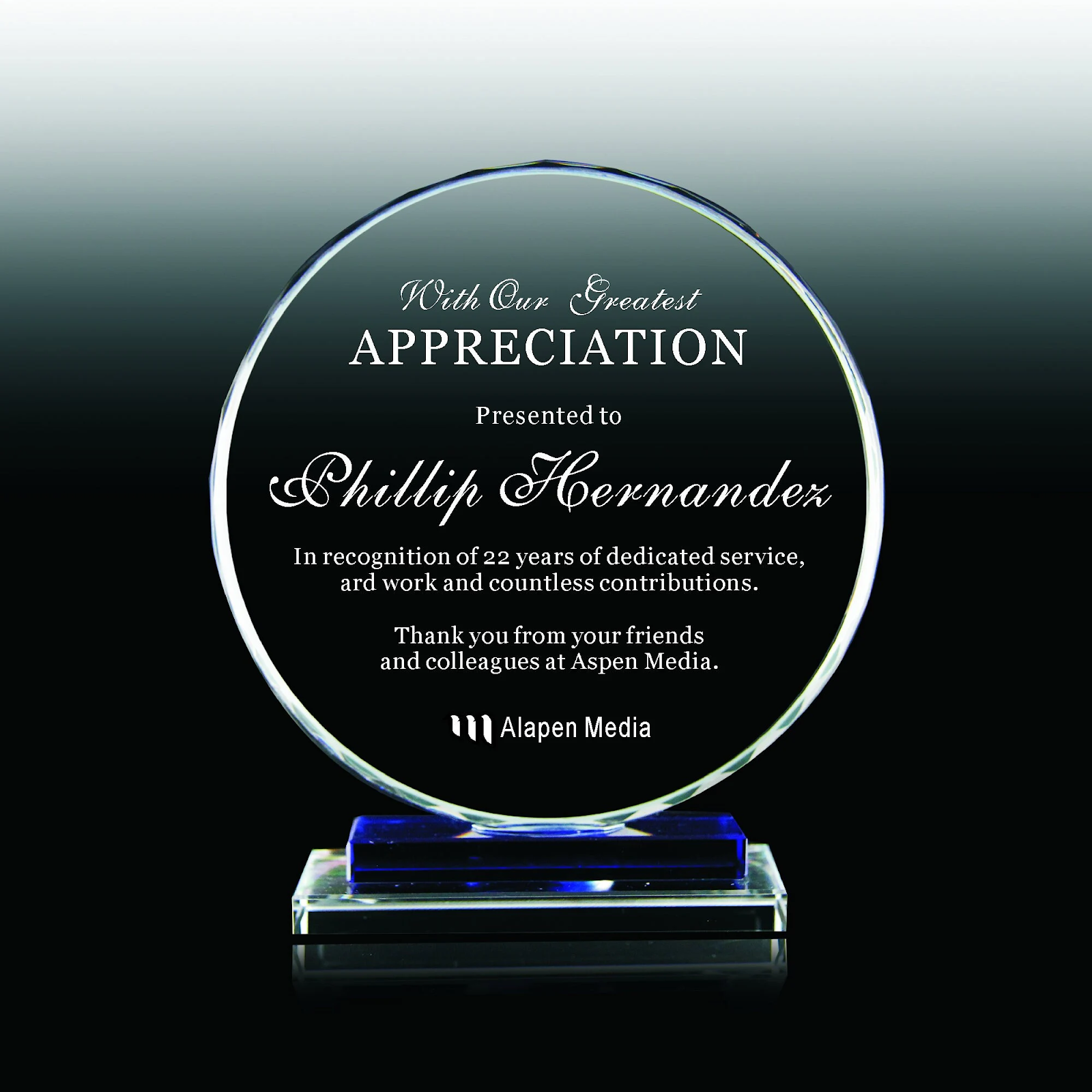 Premium Plaque or Appreciation Trophy